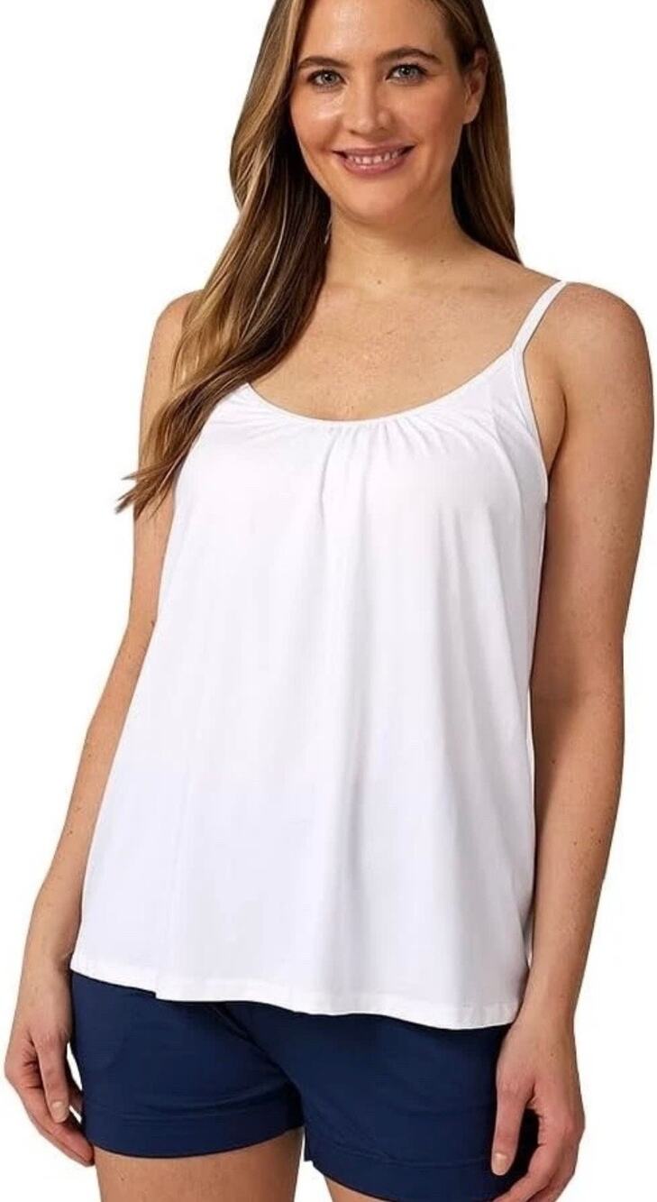 NWT 32 Degrees Women's Cool Flowy Bra Cami, White Size L, Relaxed Wire Free Bra
